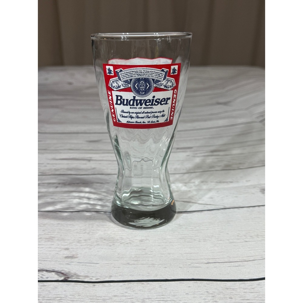 Budweiser King of Beers Vintage Pilsner Glass 6.5'' Clear Barware Lager Glass